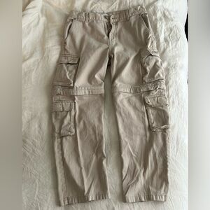 Pac Sun Light Beige Stone Convertible Cargo Pants w/ Zip-Off Legs